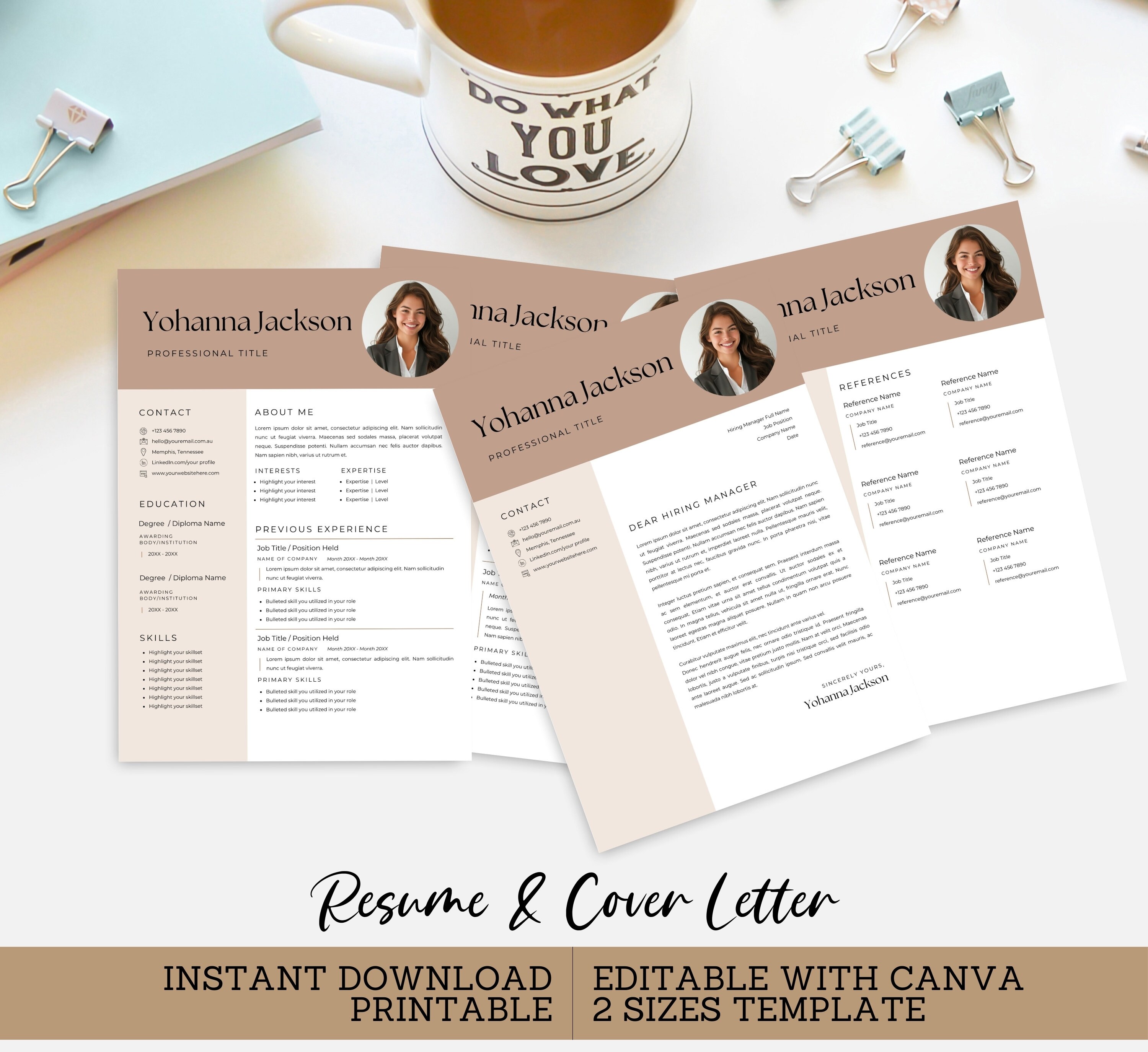 Resume & Cover Letter Modern Template, Professional Minimalist CV ...