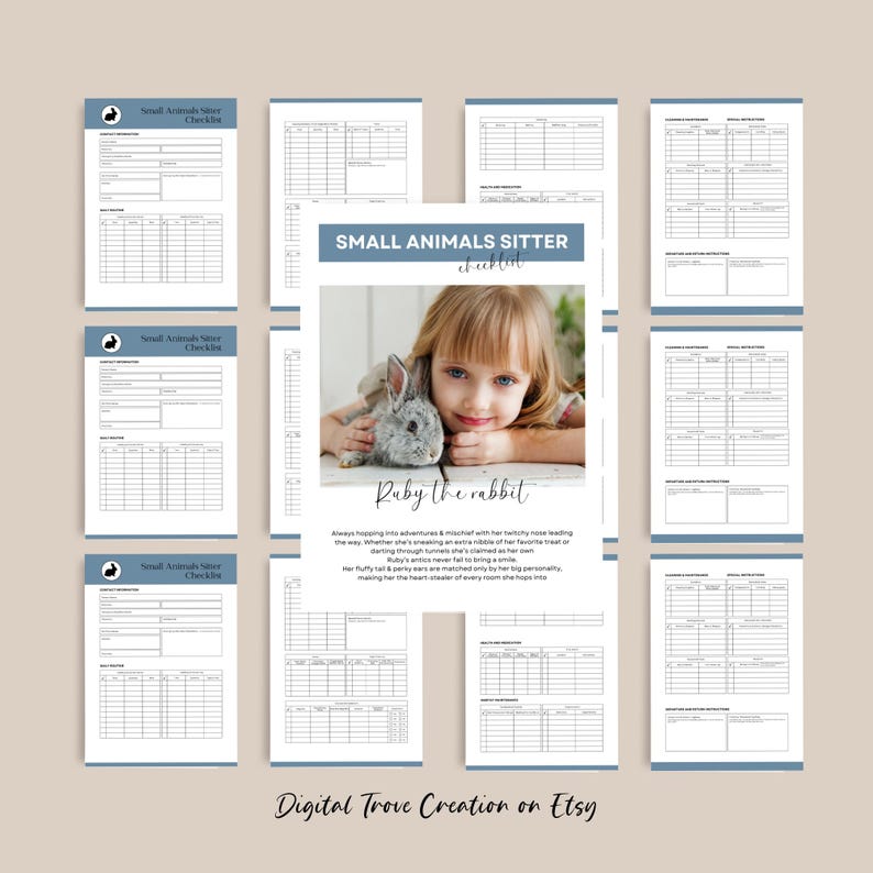 Rabbit Checklist.pdf Rabbit Sitter Checklist Template, Small Animal Care, Bunny, Away ...