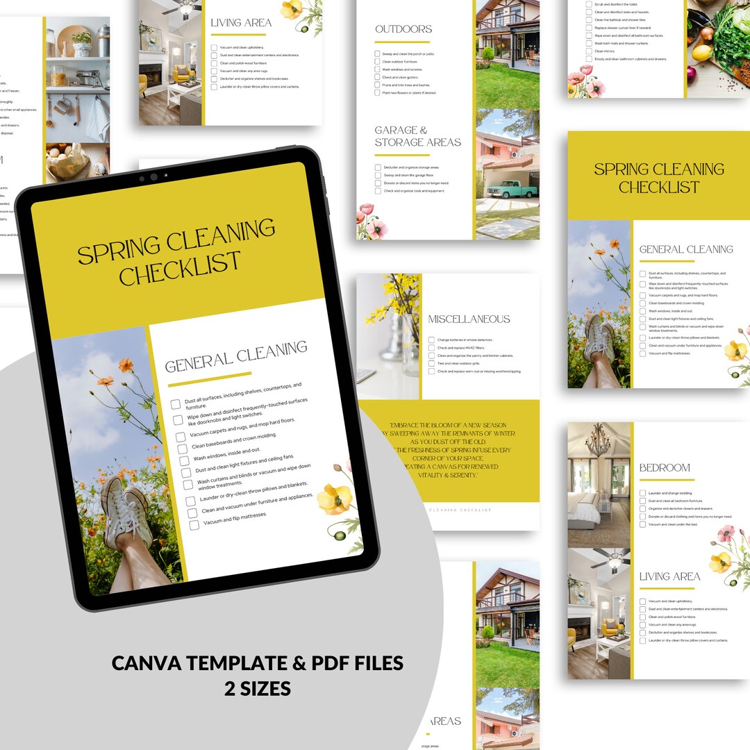 Spring Cleaning Checklist Template, Home Organization Guide ...