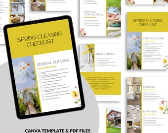 Spring Cleaning Checklist Template, Home Organization Guide, Decluttering Guide, Printable & Editable, Inst. Download, Canva 2 Sizes, SL21