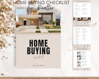 Home Buying Checklist Template for Realtor, Real Estate Agent, Buyer Guide, Home Search List, Business, Edit Canva 2 Sizes, Printable, SR03