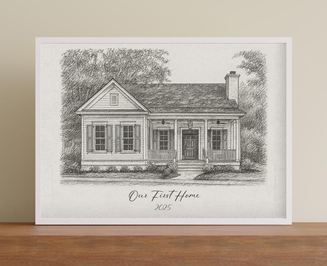 Custom Home Drawing – Hand-drawn Style Pen & Ink House Portrait | Our ...