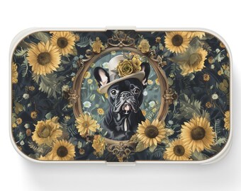 Bento Box Niedliche Französische Bulldogge und Sonnenblumen Lunch Box Entzückende Geburtstagsgeschenk für Hundeliebhaber Ästhetik