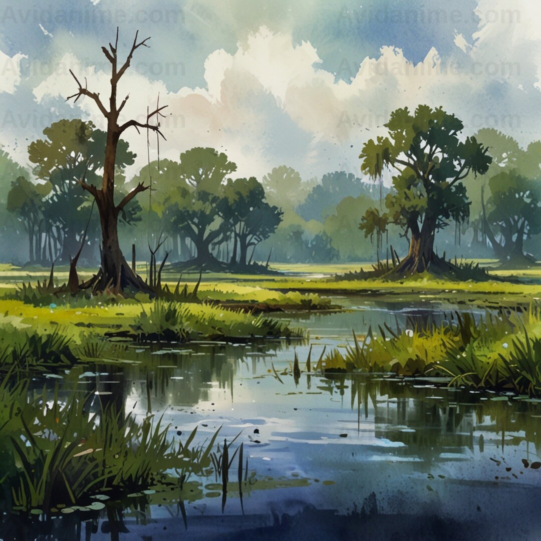 5 Swamp Pack - 3D Watercolor - HD, Instant Download, Digital Image ...