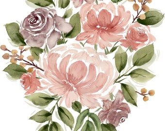 Watercolour Art Print - Large Floral Arrangement
