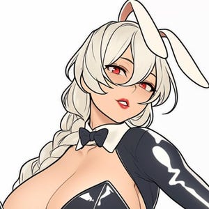 Bunny Suit Waifu OC Two Renders | Latex Anime Girl Adoptable | Kemonomimi Bunny Character