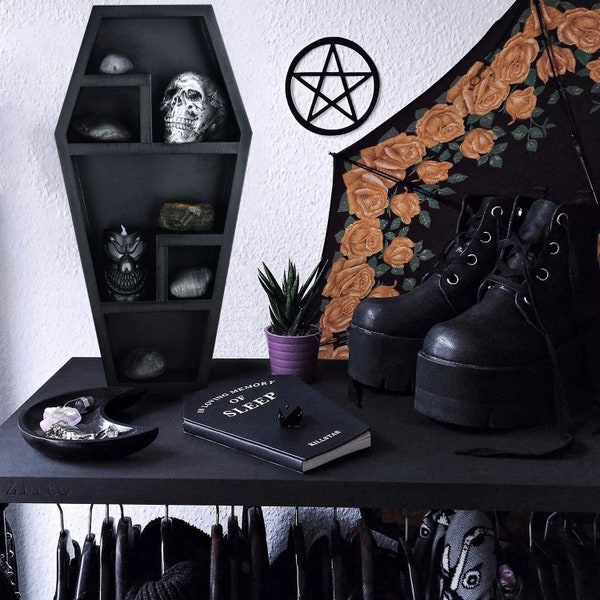 New Halloween Gothic Decorative Coffin Shelf Desktop Candy Box Horror Decoration Storage Rack
