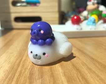 Bubbles the Seal - Octopus Edition | Handmade Polymer Clay Collectible & Figurine