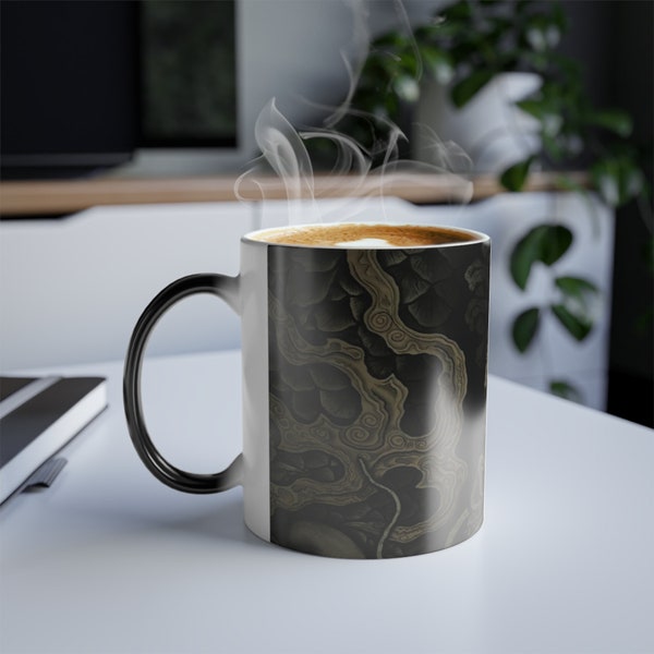 Mug thermoréactif dragon doré subtil (微金龍ヒートチェンジムー)