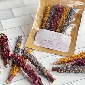 Dried Flower Lollipop treats,  100% organic healthy chews for rabbits, guinea pigs and other small pets