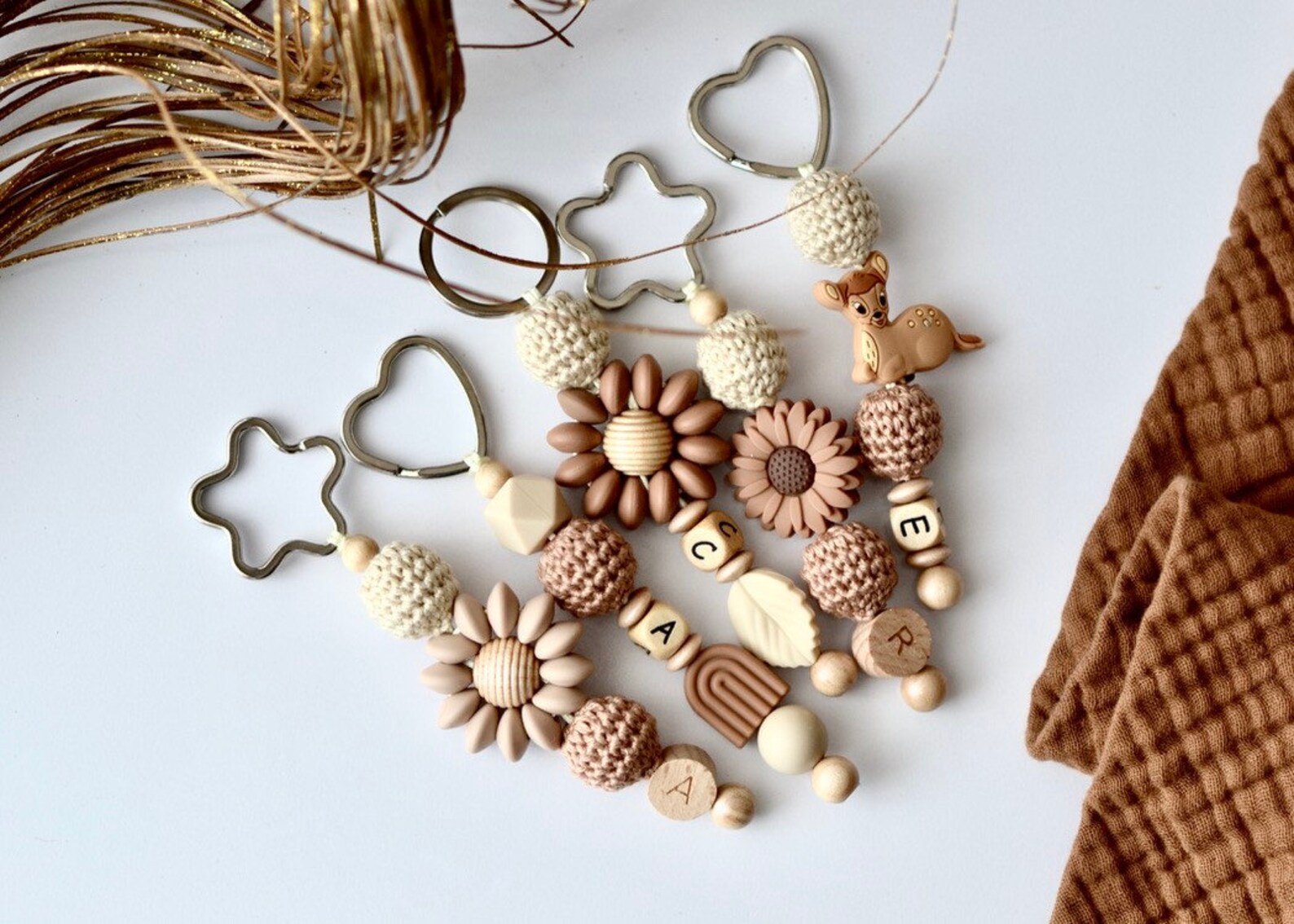 Keychains For Different Use Keychain, Different Colors Possible, Keychain Made of Wood and Silicone ...