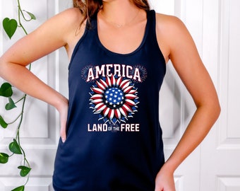 Women's 4th of July Racerback Tank Top: Patriotic American Flag