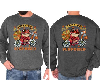 Mushroom Frog Crewneck Sweatshirt, Funny Nature Lover Gift