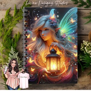 Fairy with lantern Spiral Notebook - Ruled Line journal gifts, Whimsical Notebook, Journal gifts, Dream Journal, Manifestation Journal,