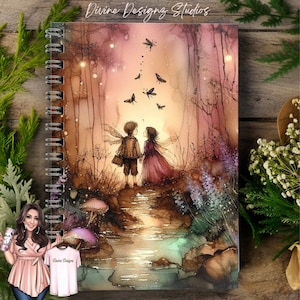 Spiral Notebook - Ruled Line Vintage Boy and Girl Notebook, Whimsical, Notebook, Journal gifts, Dream Journal, Manifestation Journal,