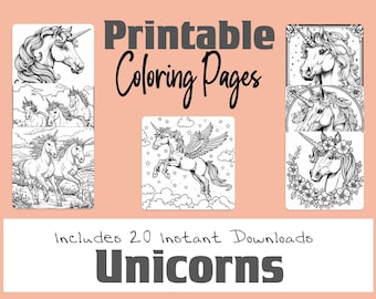 Fantásticas páginas para colorear de unicornios, mágicas, para colorear para niños y adultos