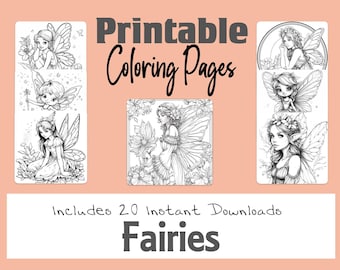 Dibujos para colorear de hadas mágicas, colorear para adultos o niños, imprimibles en casa