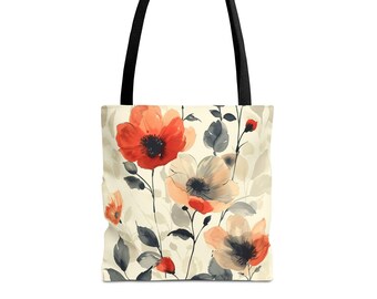 Bolsa de mano, bolsa de fin de semana, bolsa de compras reutilizable, diseño floral de acuarela, varios tamaños