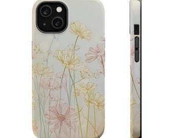 Estuche magnético resistente, diseño floral, estuche para teléfono, estuche de moda