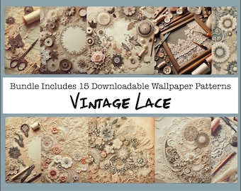 Vintage lace crafting paper, digital download, printable, embroidery, French lace, background, scrapbook paper, junk journal paper