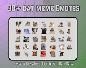 30 Funny Cat Meme Emote Pack for Twitch | Discord Emotes | Funny Meme Twitch Emote Bundle