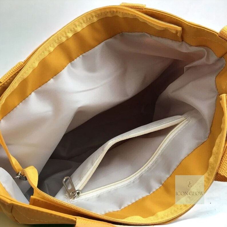 Sac uni basique en toile avec grandes poches Sac fourre-tout de tous les jours Sac de voyage à bandoulière lavable avec grande poche pour femme Sac quotidien respectueux de l'environnement image 7