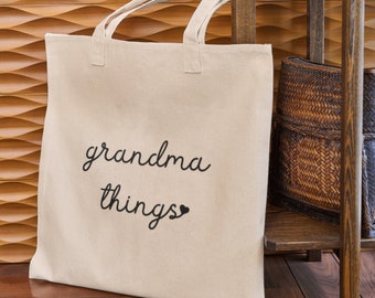 Grandma Things Tote Bag Gift, Personalized Grandma Gift, Mothers Day Gift For Grandma, New Grandma Gift, Gifts for Grandma