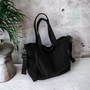 Minimalist Corduroy Shoulder Bag with Large Capacity, Casual Crossbody Uni Bag, Shopping Bag, Book Bag, Everyday Bag, College Bag Gift zdjęcie 5