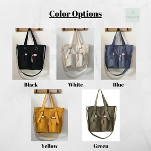 Canvas Basic Uni Tasche mit großen Taschen Alltags Tragetasche Reise Große Tasche Waschbar Crossbody Schultertasche für Frauen Tägliche Tasche Umweltfreundlich Bild 3