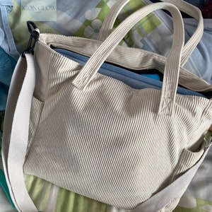 Minimalist Corduroy Shoulder Bag with Large Capacity, Casual Crossbody Uni Bag, Shopping Bag, Book Bag, Everyday Bag, College Bag Gift zdjęcie 3