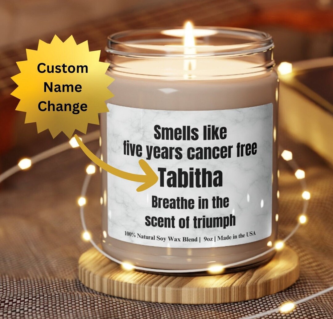 Customized One Year Cancer Free Scented Candle, Cancer Survivor Gifts