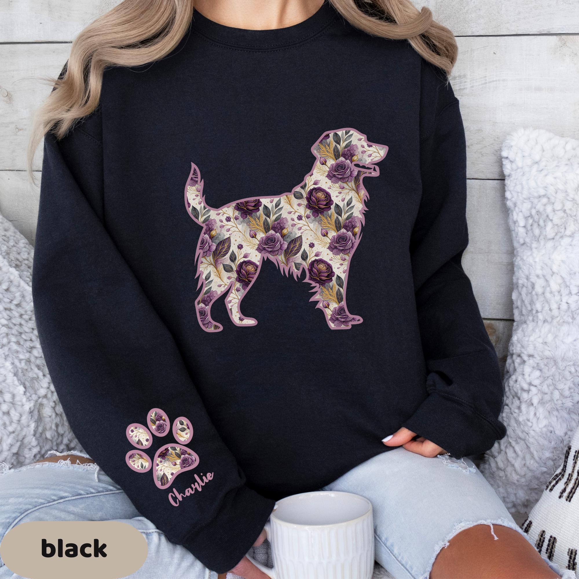 Custom Floral Golden Retriever Sweat Shirt Personalized Retriever ...