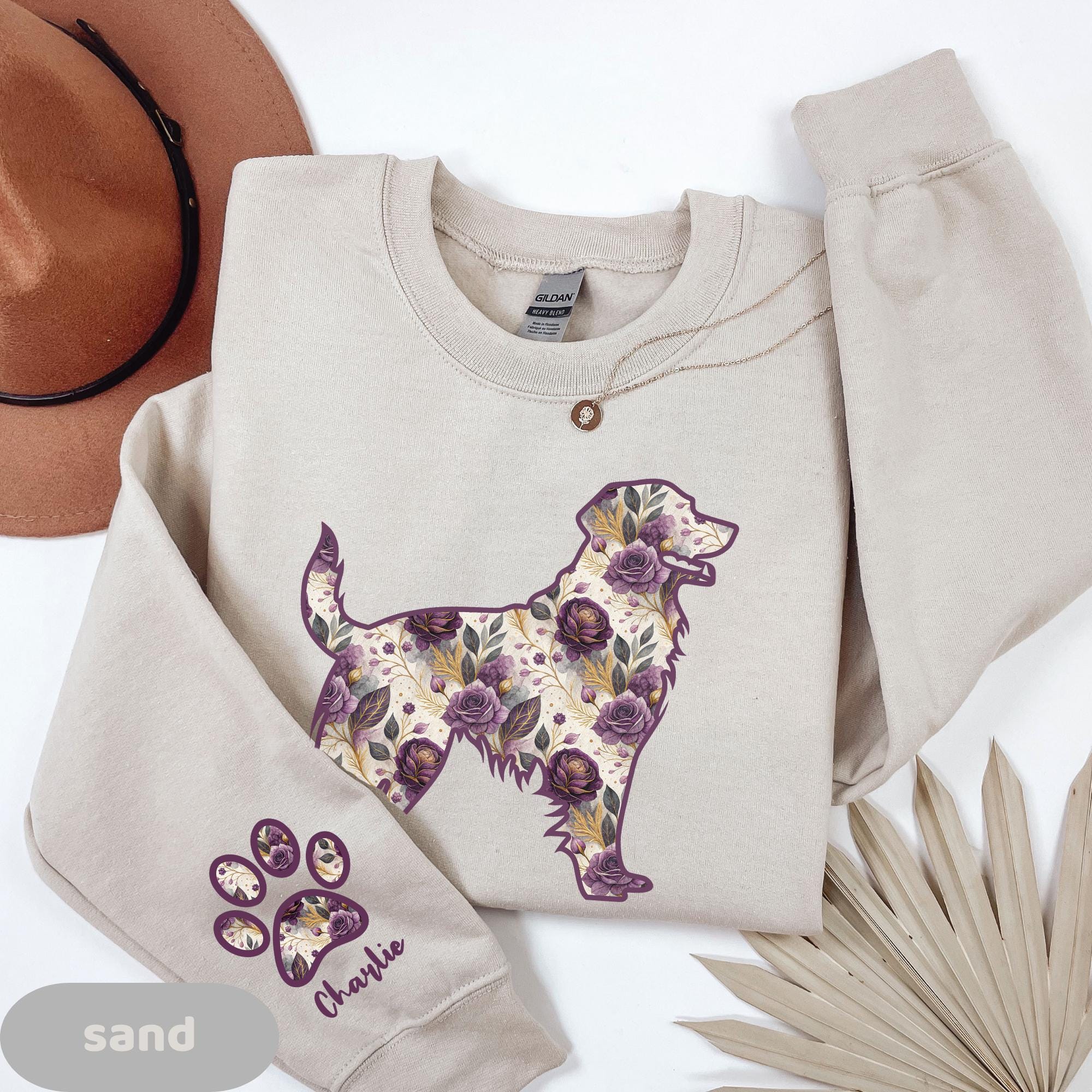 Custom Floral Golden Retriever Sweat Shirt Personalized Retriever ...
