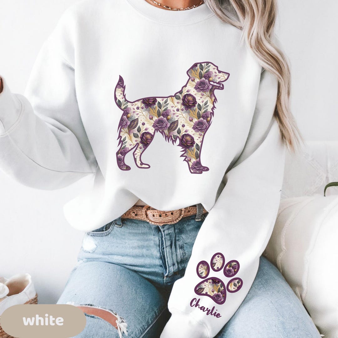 Custom Floral Golden Retriever Sweat Shirt Personalized Retriever ...