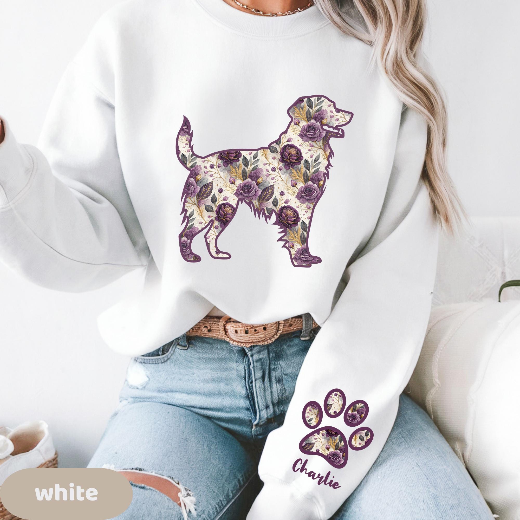 Custom Floral Golden Retriever Sweat Shirt Personalized Retriever ...