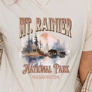 Mount Rainier National Park shirt, Mount Rainier National Park with bear Tshirt, Washington shirt, Vacation travel gift, Hiking Camper gift