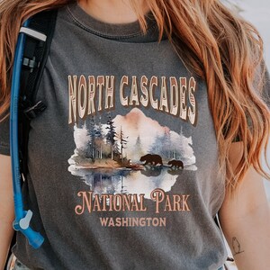 North Cascades National Park shirt, North Cascades National Park with bear Tshirt, Washington shirt, Vacation travel gift, Hiker Camper gift