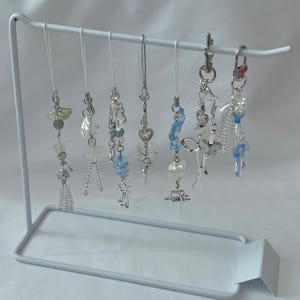 Cute Beaded phone charms keyrings keychains | beaded jewelry | gift idea aesthetic gifts jellyfish ocean vibes