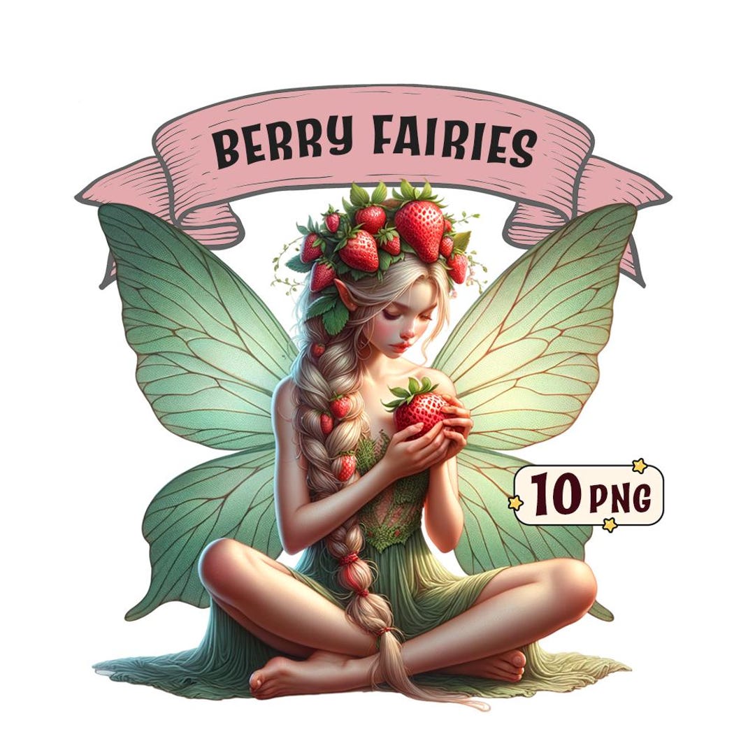Berry Fairies Clipart Bundle, 10 Fairy Illustrations With Different ...
