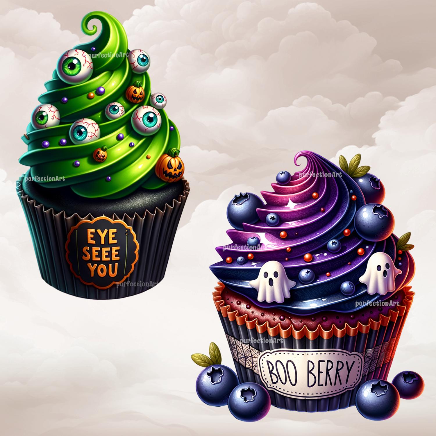 Spooky Cupcakes Clipart Bundle – 10 Spooky Cute Halloween Cupcake ...