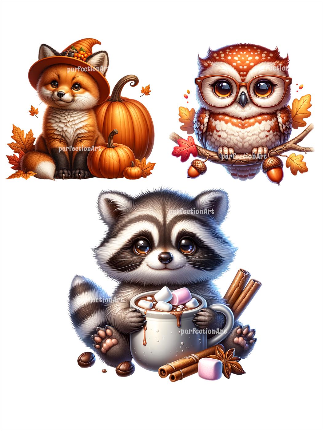 Fall Animals Clipart Bundle 12 Cute Fall Themed Animal PNG Images With Fall animals clipart bundle 12 cute fall themed animal png images with