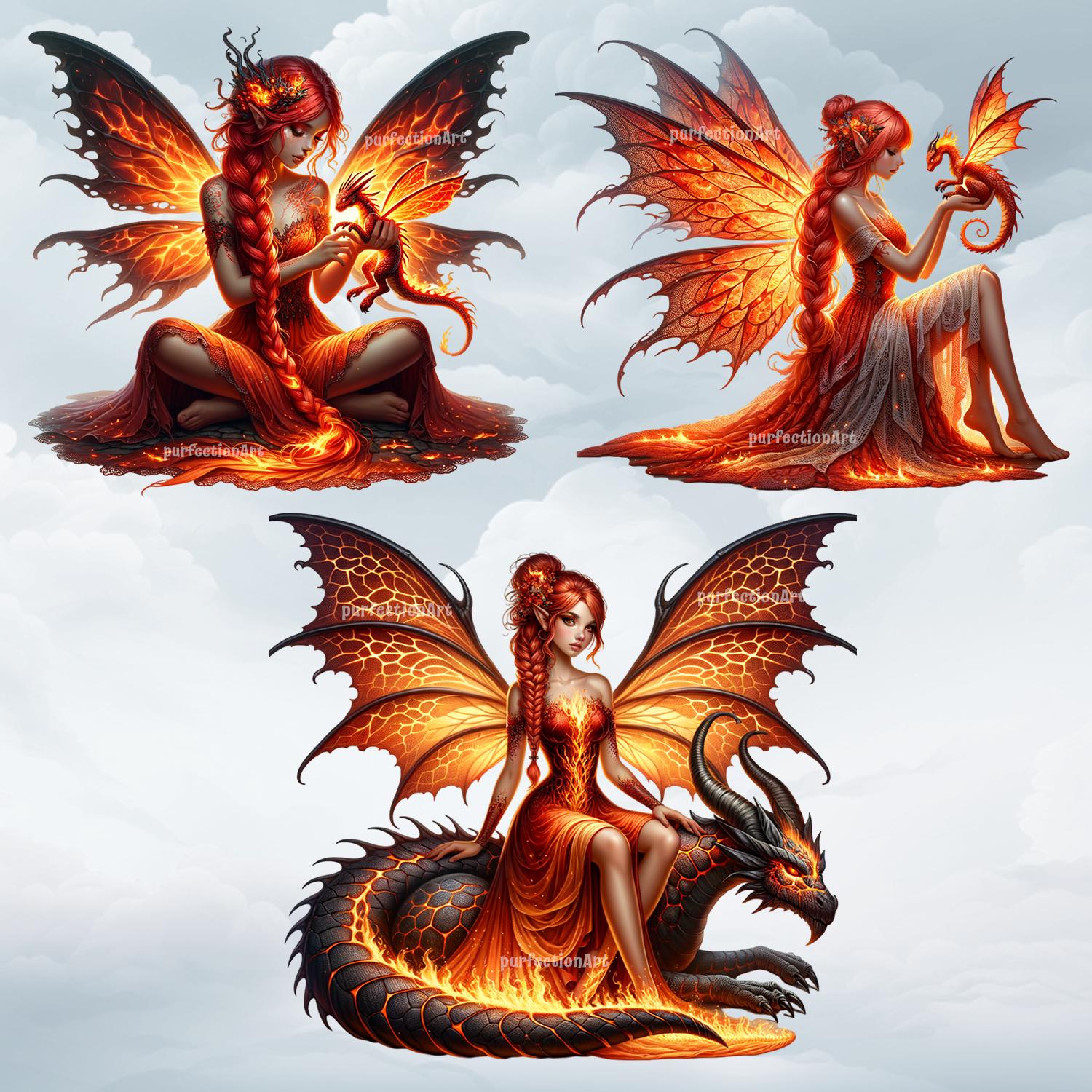 Fire Dragon Fairies Clipart Bundle – 10 Fire Themed Fairies With ...
