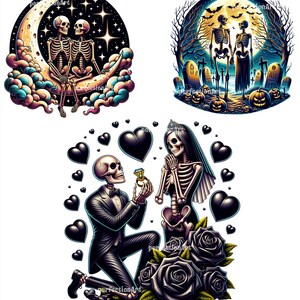 Skeleton Couples Clipart Bundle, 10 Romantic and Spooky Halloween ...