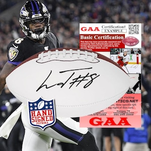 Balón de fútbol americano de la NFL autografiado por Lamar Jackson - Recuerdos de los Baltimore Ravens con certificado de autenticidad