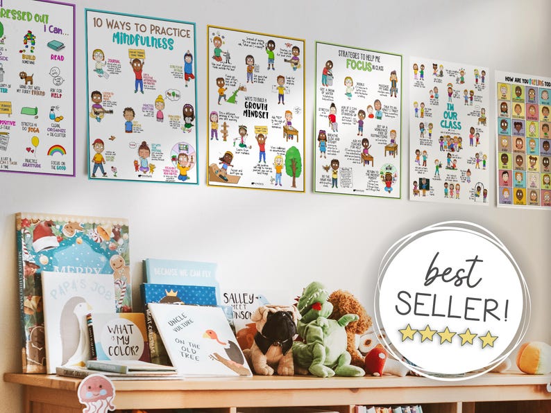 SEL Classroom Poster Bundle: Growth Mindset, Coping Skills (digital ...