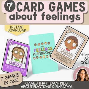 Jeux de cartes avec sentiments pour enfants - Emotions, Empathie, Outils d'analyse socio-psychologique, Intelligence émotionnelle, Activités de thérapie, Compétences sociales, Jeux de sentiments pour les visages