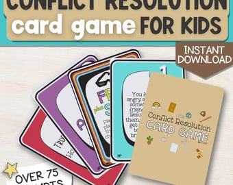 Conflict Resolution Card Game for Kids, SEL Therapy (Digital Download)