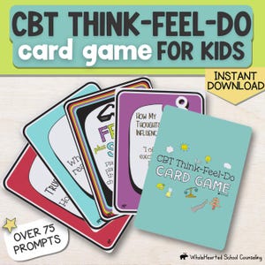TCC Think-Feel-Do: Jogo de terapia cognitivo-comportamental, atividades de aconselhamento infantil, recursos de aprendizagem socioemocional, jogo de cartas divertido de TCC, SEL