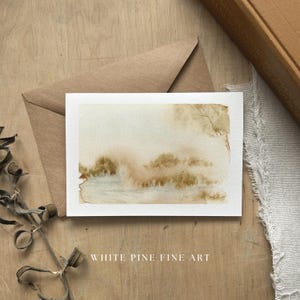 Aquarel Landschap Wenskaart | Handgeschilderde aquarel blanco wenskaart | Natuur Briefpapier | Zachte esthetische kaart