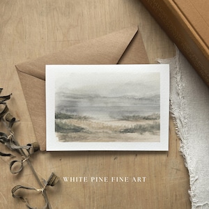 Aquarell Landschaft Grußkarte | Handgemalte Aquarell-Grußkarte in Blanko-Form | Natur Briefpapier | Weiche ästhetische Karte |